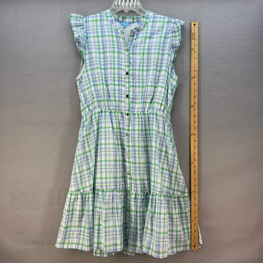Draper James Women's RSVP Dress Size Medium Plaid Preppy Cottagecore Summer - Picture 10 of 10